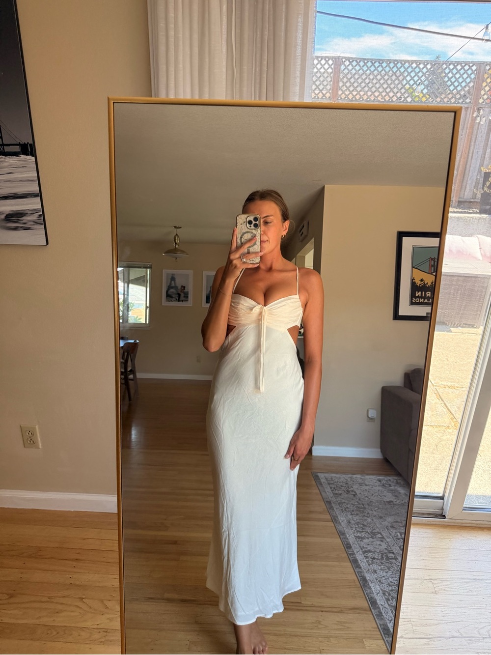 Hello Molly Cream Tie-Front Maxi Slip Dress